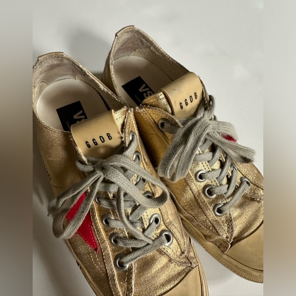 EUC GOLDEN GOOSE GOLD GGDB VSTAR2 SIZE 39 LACE UP SNEAKER SHOES - Picture 4 of 12